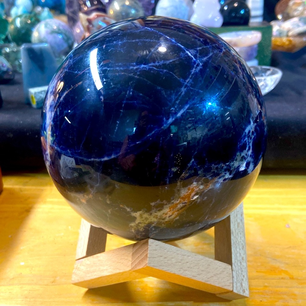 Blue Sodalite Ball Sphere Healing Crystal Natural Gemstone Quartz Stone 2540G